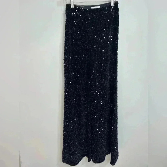 FAERIESTY Black Sequin Wide leg Pants Size Small - Picture 3 of 8